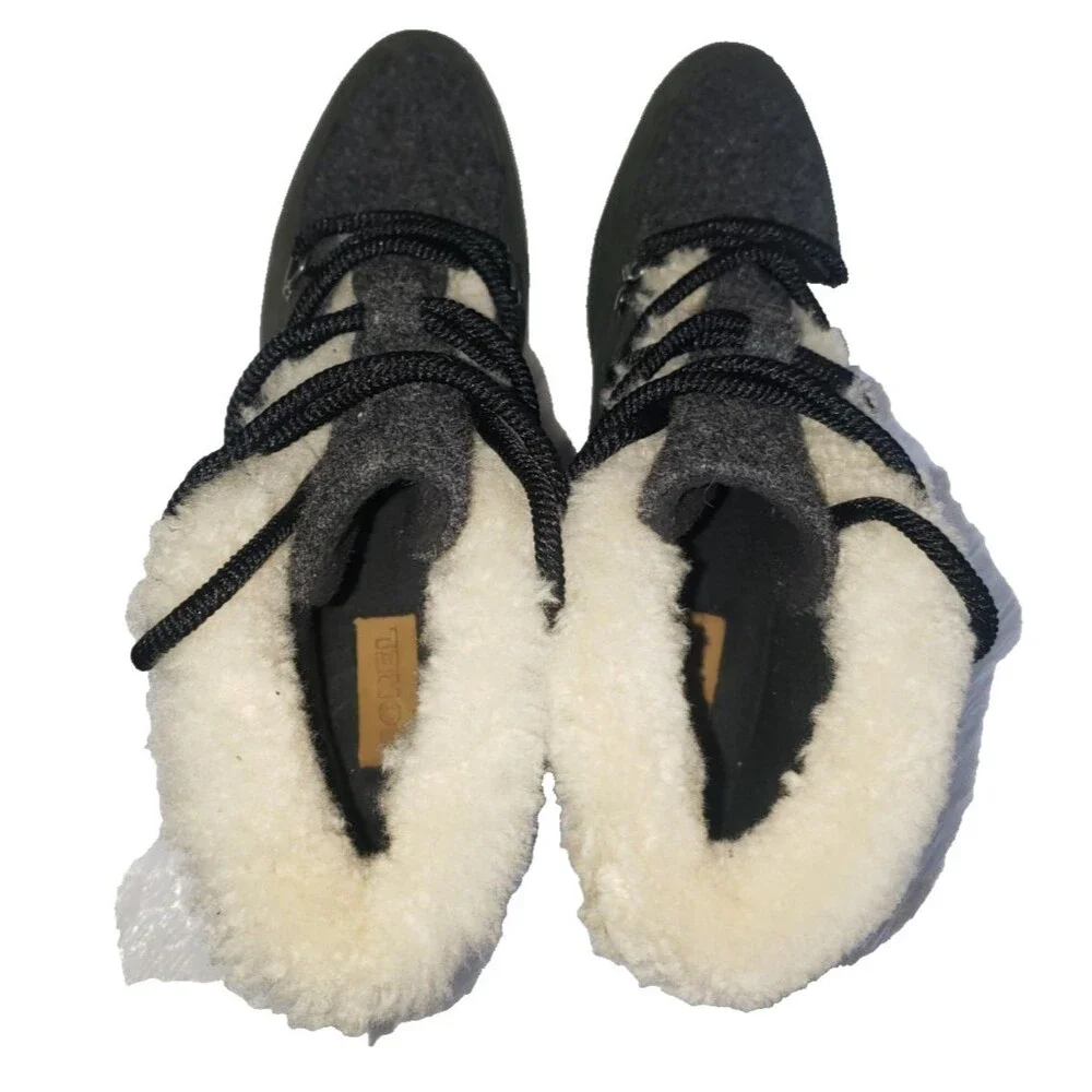 Sorel Womens Sneakchic Alpine Holiday Shearling Waterproof Boots 7 Black Joan